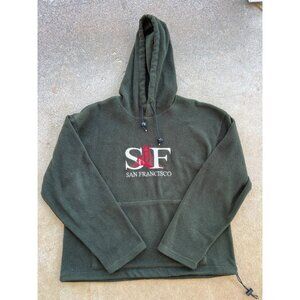 Vintage San Francisco Fleece Hoodie M Green Embroidered Pullover B4